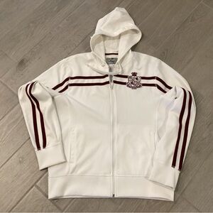 Express Men’s Y2K  White/Maroon Full Zip Track Jacket Large - IEC